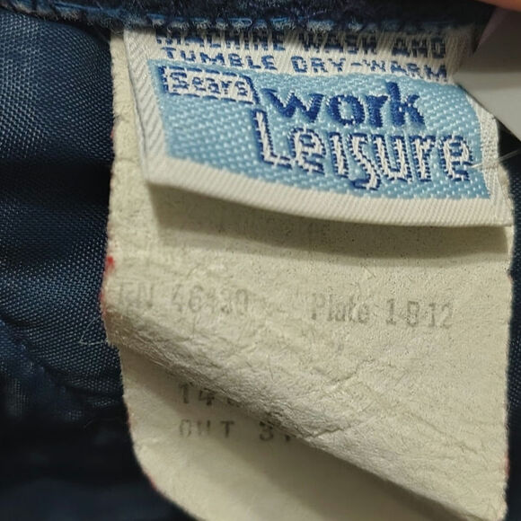 70s Blue Vintage Sears Work Leisure Zip Up Quilted Vest Pockets Size Small Mens - Picture 7 of 8